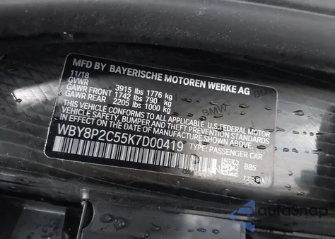 2019 BMW I3 120Ah z USA, uszkodzony, nr VIN WBY8P2C55K7D00419